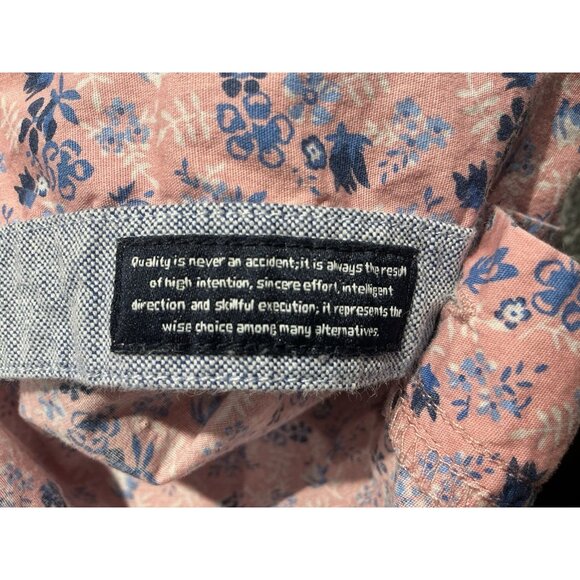 7 Diamonds Button Up Small Pink Floral Print Short Sleeve Front Pocket - Picture 10 of 11